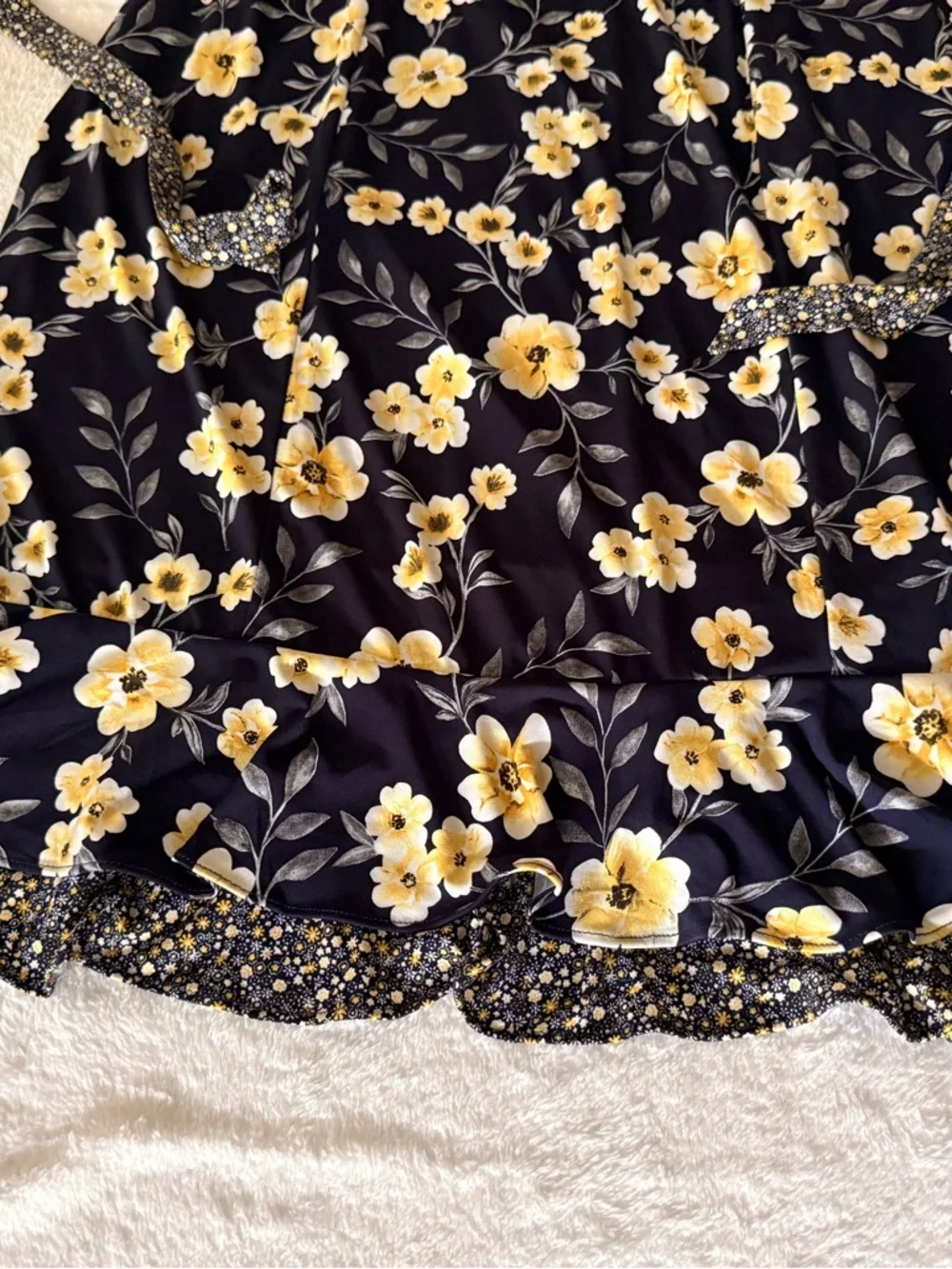 New Perceptions New York Yellow Floral Ditsy Blue Dress XL NWT - Picture 3 of 9